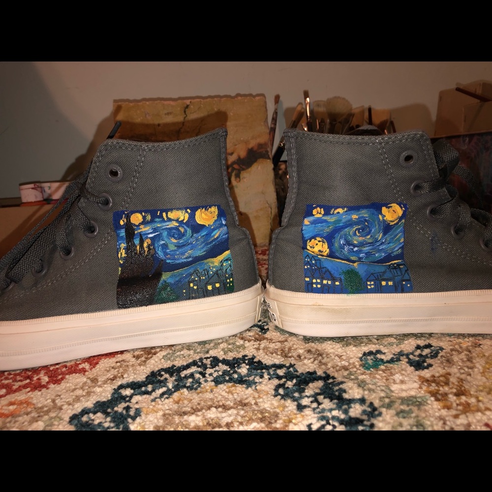 Hand painted starry night converse! *used Twice*